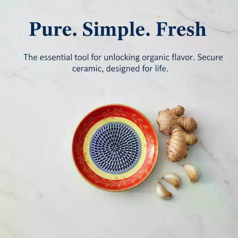 Baby Food Grater - 2-in-1 Ceramic Ginger Grater Round Plate,