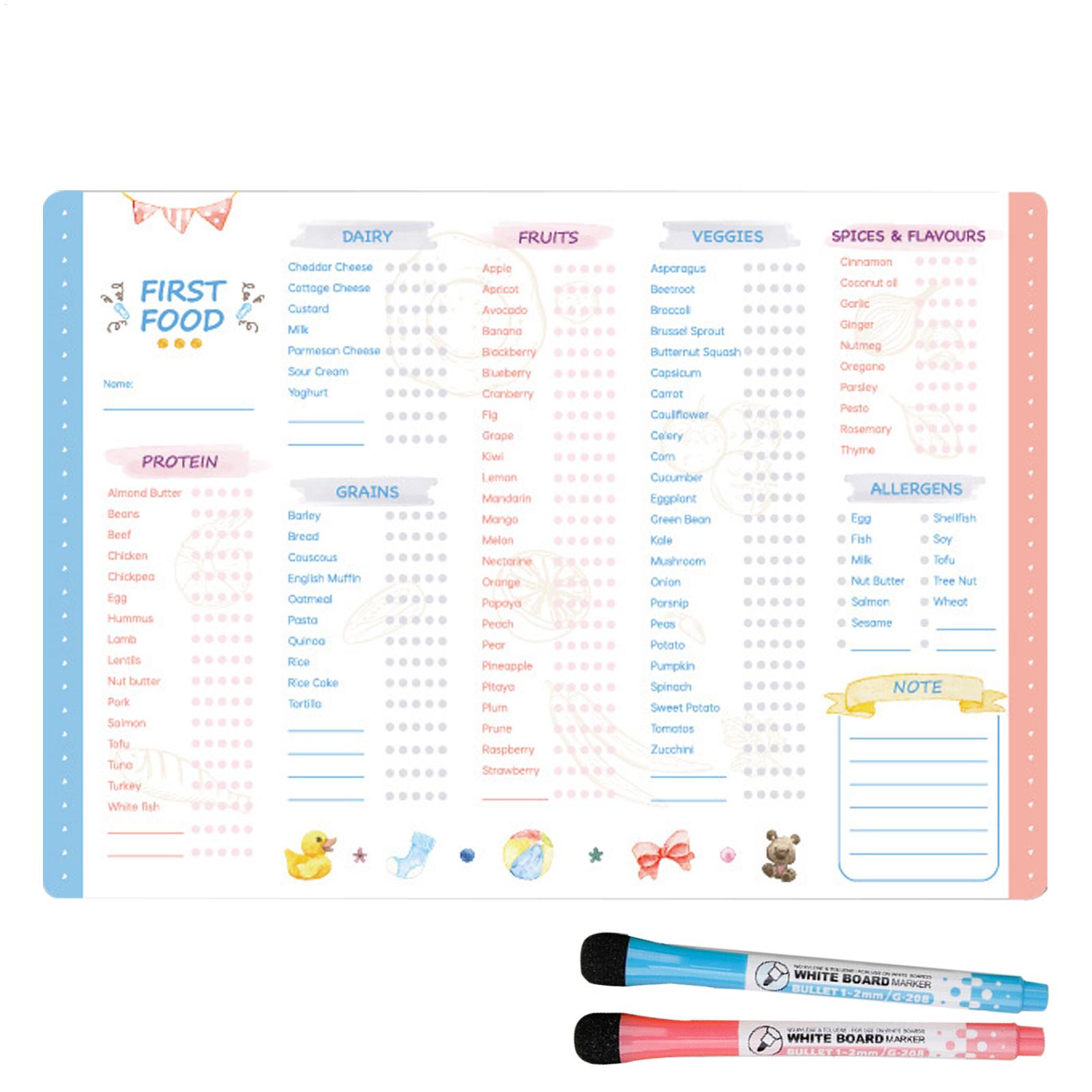 Reusable First Foods Tracker C - Baby Food Tracker ulasan dan harga